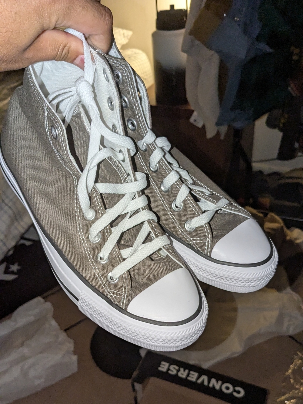 Converse High-Top Canvas Sneakers Unisex Khaki Green. Size 9 Womens NWT